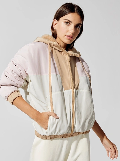 Shop Alo Yoga Duality Sherpa Jacket In Putty,pristine,soft Pink,putty