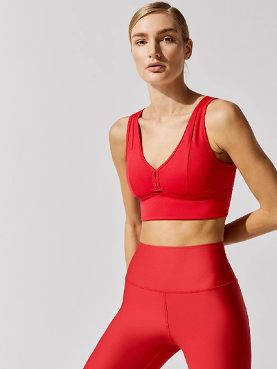 Shop Alo Yoga United Long Bra In Scarlet