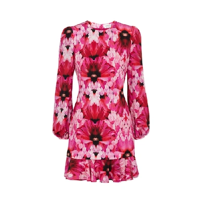 Shop Alexander Mcqueen Pink Floral-print Silk Mini Dress