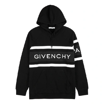 Shop Givenchy Black Logo Hooded Cotton Sweatshirt