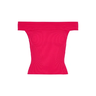 Shop Alexander Mcqueen Fuchsia Stretch-knit Top In Pink