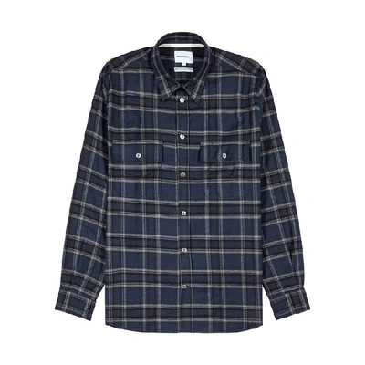 Shop Norse Projects Villads Checked Brushed Cotton Shirt In Navy