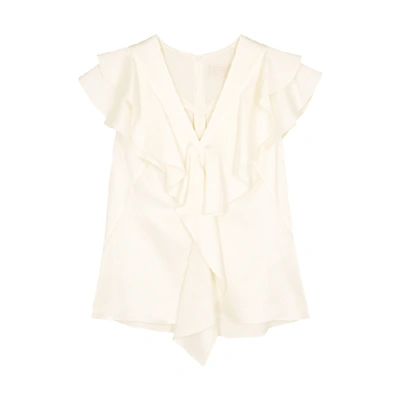 Peter Pilotto Frill-trim Satin-crepe Top In White