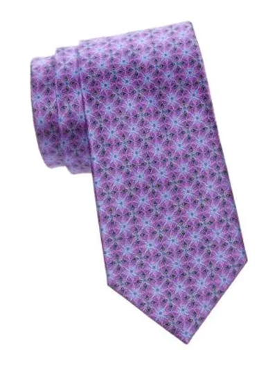 Shop Ermenegildo Zegna Silk Tile Tie In Purple