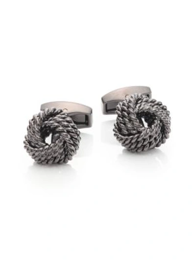 Shop Tateossian Cable Knot Cuff Links In Gunmetal