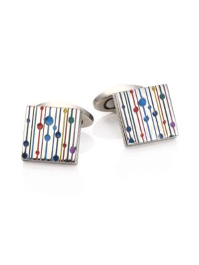 Shop Tateossian Men's Multicolor Titanium Square Cuff Links In Silver