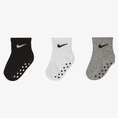 Shop Nike Core Swoosh Ankle Gripper Socks Box Set (3 Pairs) Baby Socks In Black