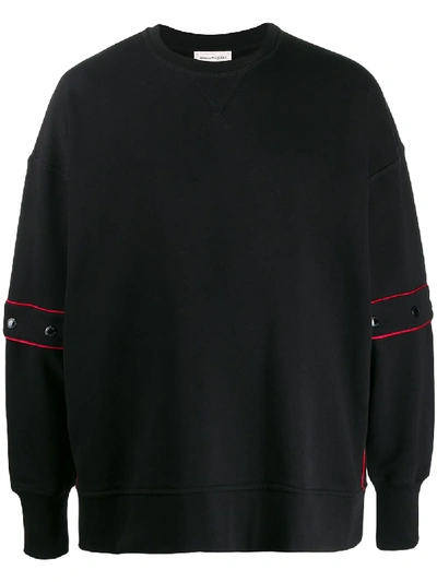 Shop Alexander Mcqueen Contrast Piped Panelled Sweatshirt In Black