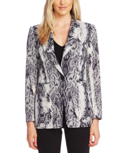 Shop Vince Camuto Snake-embossed Notch-collar Jacket In Rich Black