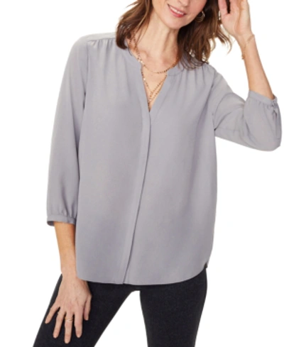 Shop Nydj Pleated Blouse In Mineral
