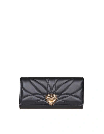 Shop Dolce & Gabbana Devotion Wallet In Matelasse Nappa In Grey