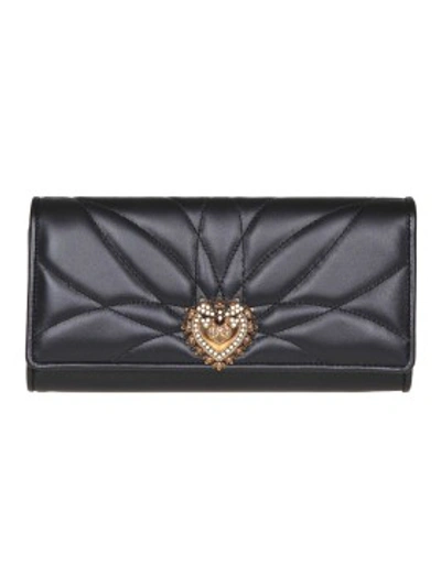 Shop Dolce & Gabbana Devotion Wallet In Matelasse Nappa In Grey