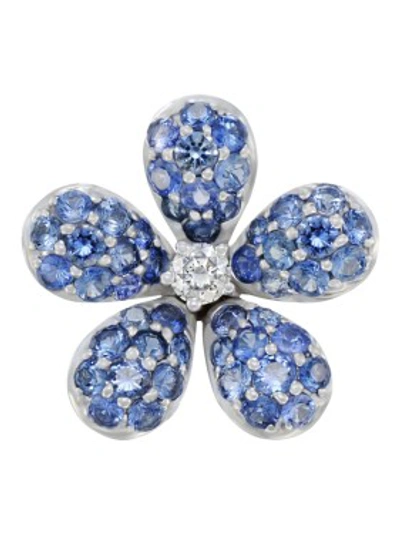 Shop Mio Harutaka Blue Sapphire & Diamond Flower Earring In Not Applicable