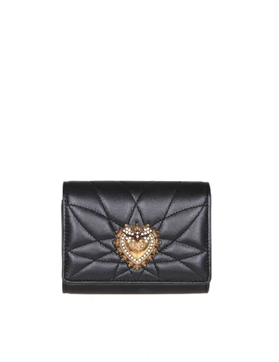 Shop Dolce & Gabbana Small Devotion Continental Wallet In Matelasse Nappa In Grey