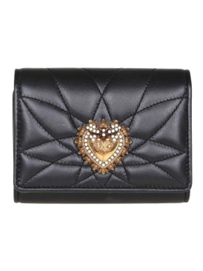 Shop Dolce & Gabbana Small Devotion Continental Wallet In Matelasse Nappa In Grey