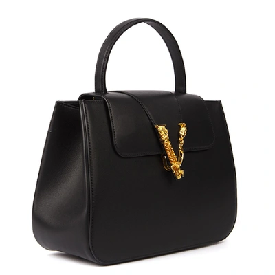 Shop Versace Black Leather Tote Bag