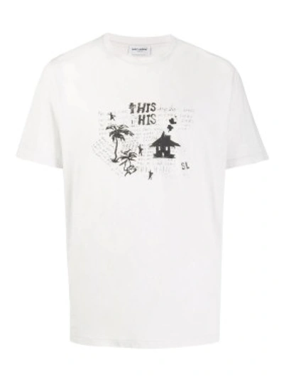Shop Saint Laurent This Hangover Sucks T-shirt In White