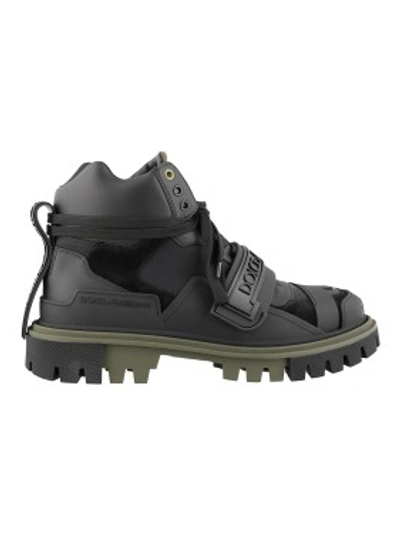 Shop Dolce & Gabbana Trekking-style Ankle Boots With Logo In Black