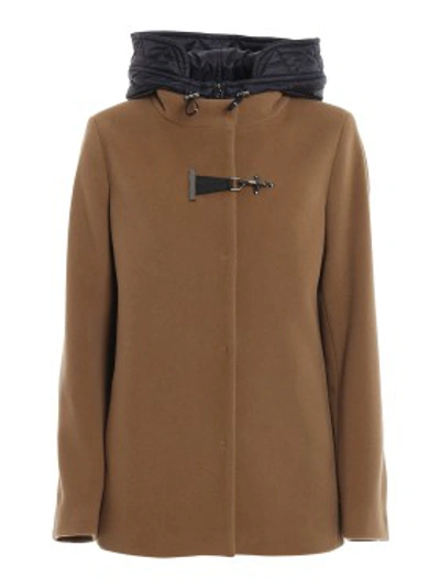 Shop Fay Double Front Wool Padded Short Coat In Brown