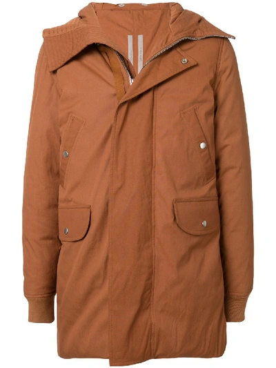 Shop Rick Owens Jumbo Zipped Parka Coat In Brown