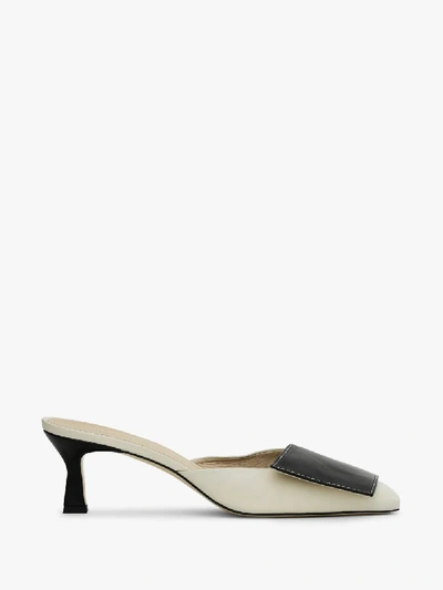 Shop Wandler White And Black Isa 55 Two Tone Leather Mules