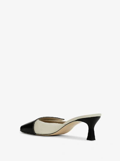 Shop Wandler White And Black Isa 55 Two Tone Leather Mules