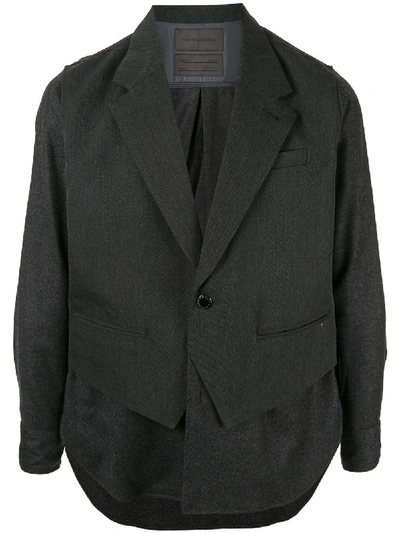 Shop Fumito Ganryu Layered Waistcoat Shirt In Grey