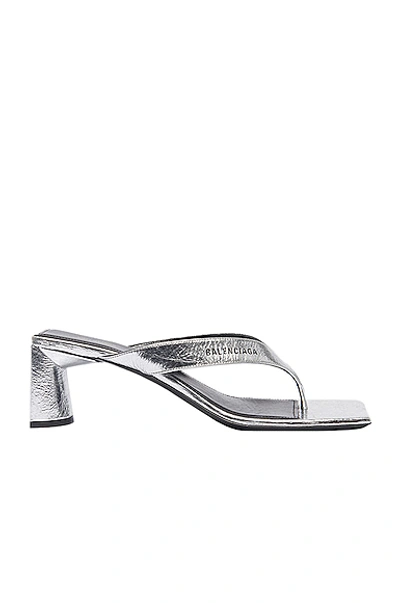 Shop Balenciaga Double Square Sandals In Silver & Black