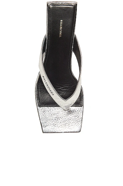 Shop Balenciaga Double Square Sandals In Silver & Black