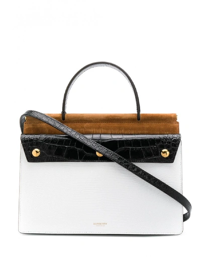 Shop Burberry Title Small Leather Handbag In White