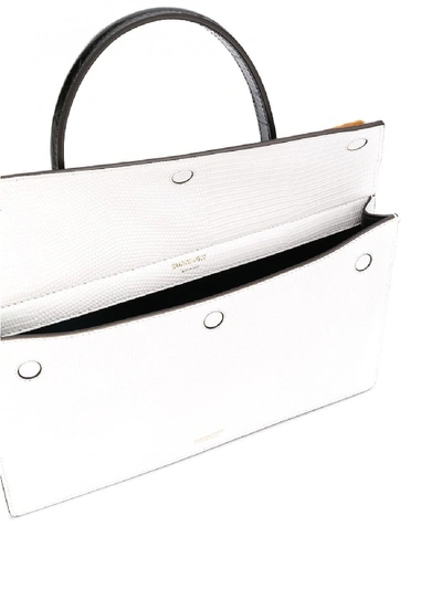 Shop Burberry Title Small Leather Handbag In White