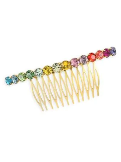 Shop Lelet Rainbow Spectrum Swarovski Crystal Comb In Gold