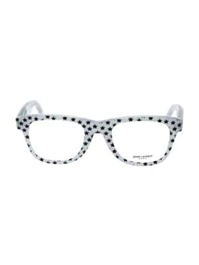 Shop Saint Laurent 50mm Square Core Optical Glasses In Silver