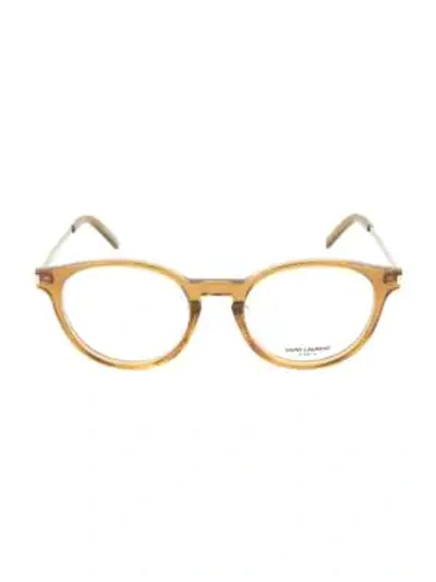 Shop Saint Laurent 49mm Round Core Optical Glasses In Yellow