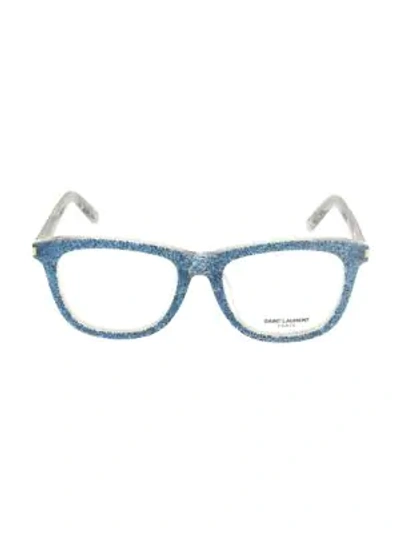 Shop Saint Laurent 53mm Square Core Optical Glasses In Blue