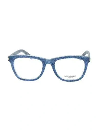 Shop Saint Laurent 50mm Square Core Optical Glasses In Blue