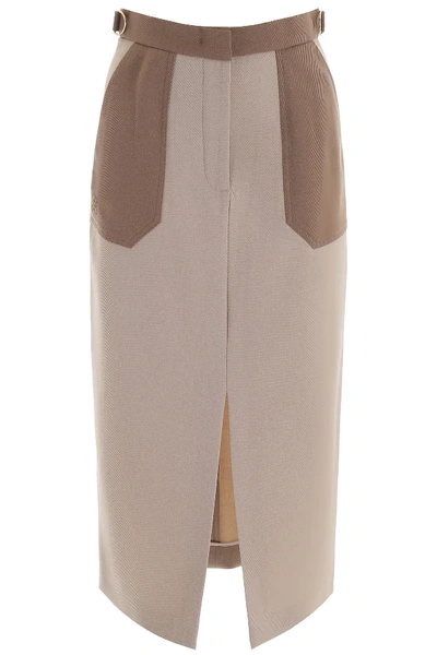 Shop Fendi Pencil Skirt In Beige,brown