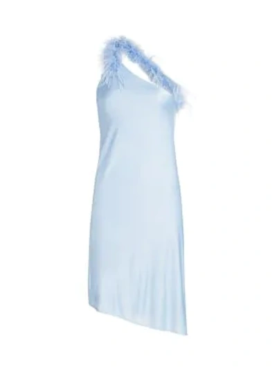 Shop Cult Gaia Aliza Feather Trim Mini Dress In Sky
