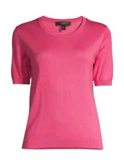 Shop Weekend Max Mara Volto Silk & Cotton Knit Top In Shocking Pink