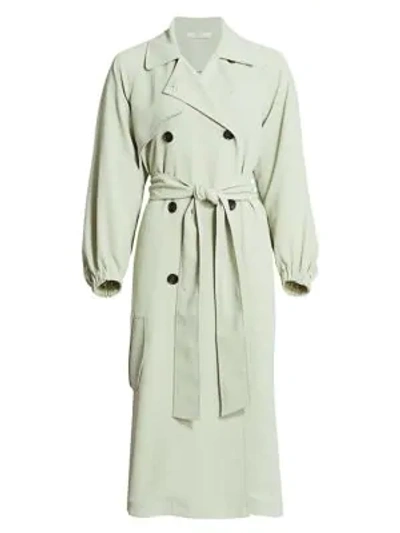 Shop Tibi Drape Twill Trench Coat In Pistachio