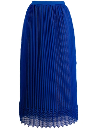 Shop Marco De Vincenzo High-waist Pleated Skirt In Blue