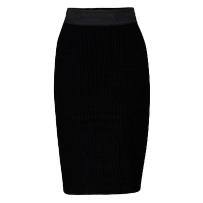 Pre-owned Dolce & Gabbana Black Wool Chunky Knit High Waist Skirt M