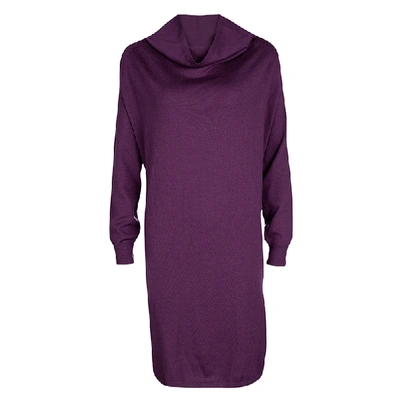 Pre-owned Jean Paul Gaultier Maille Femme Purple Turtle Neck Long Sleeve Sweater Dress M