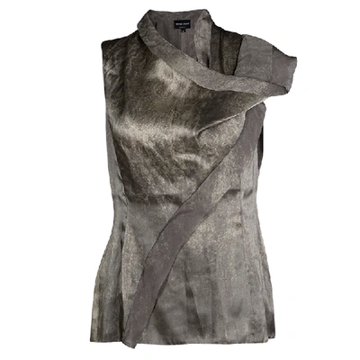 Pre-owned Giorgio Armani Silver Gunmetal Avant Garde Sleeveless Top M