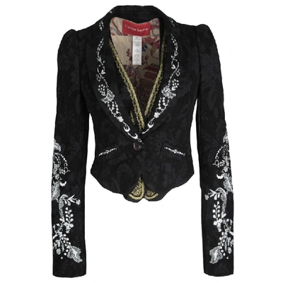 Pre-owned Christian Lacroix Black Floral Embroidered Waistcoat Detail Velvet Blazer S