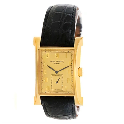 Pre-owned Patek Philippe Champagne 18k Yellow Gold Pagoda Men's Wristwatch 26mm