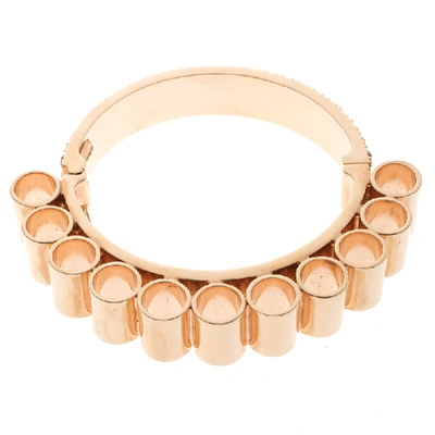 Pre-owned Mawi Retrospective Embedded Crystal Rose Gold Plated Tube Cuff Bracelet 19cm In Pink