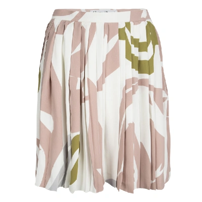 Pre-owned Dior Multicolor Printed Silk Pleated Skirt S