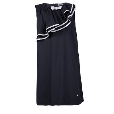 Pre-owned Armani Junior Navy Blue Ruffle Detail Sleeveless Dress 8yrs
