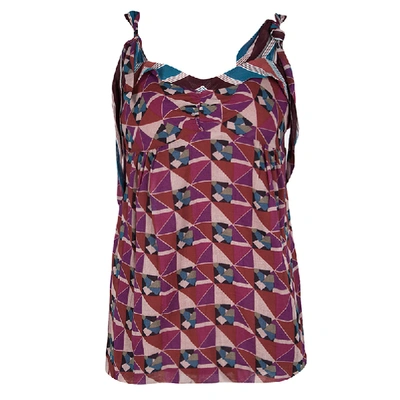 Pre-owned Marc Jacobs Multicolor Geometric Print Sleeveless Tie Detail Cotton Top M